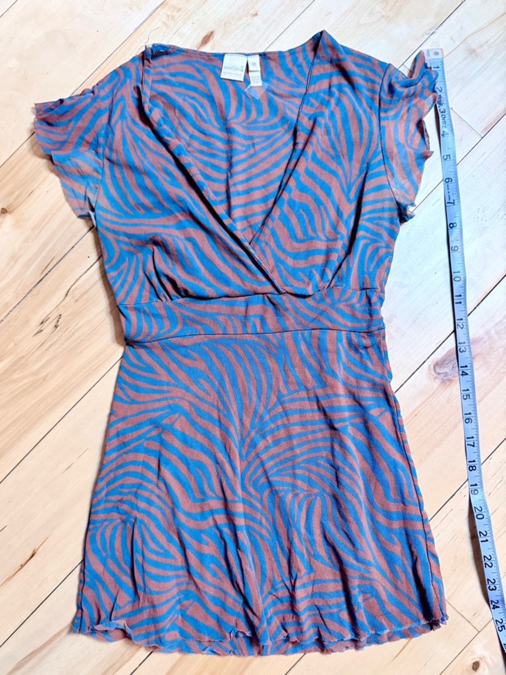 Sweet Pea Stacy Frati Y2K Mesh Faux Wrap Top Swirl Print Size M